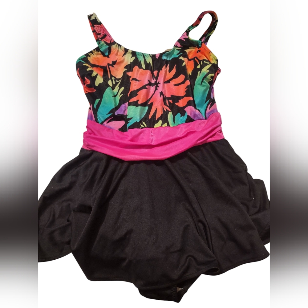 VTG 90s Basic Editions Floral Swimsuit 12 Pool Vacation‎ Beach Retro Swim Travel